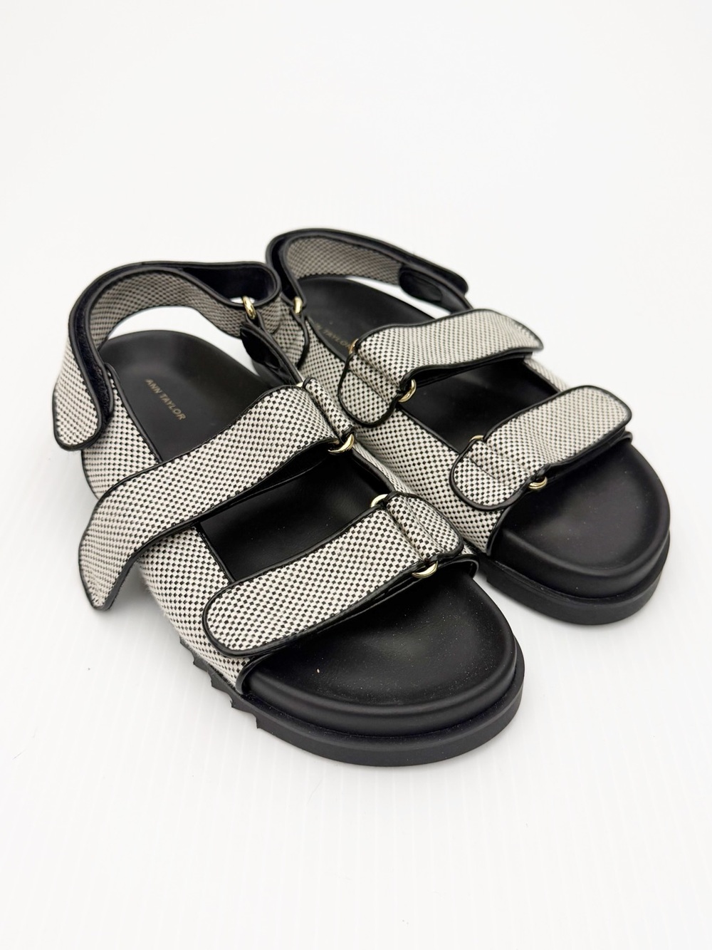 Ann Taylor Textile Slip On Double Strap Sandals Shoes